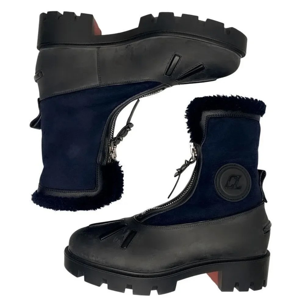 Christian Louboutin Kid Calfskin Suede Rubber Shearling Glory Duck Boot EU 37